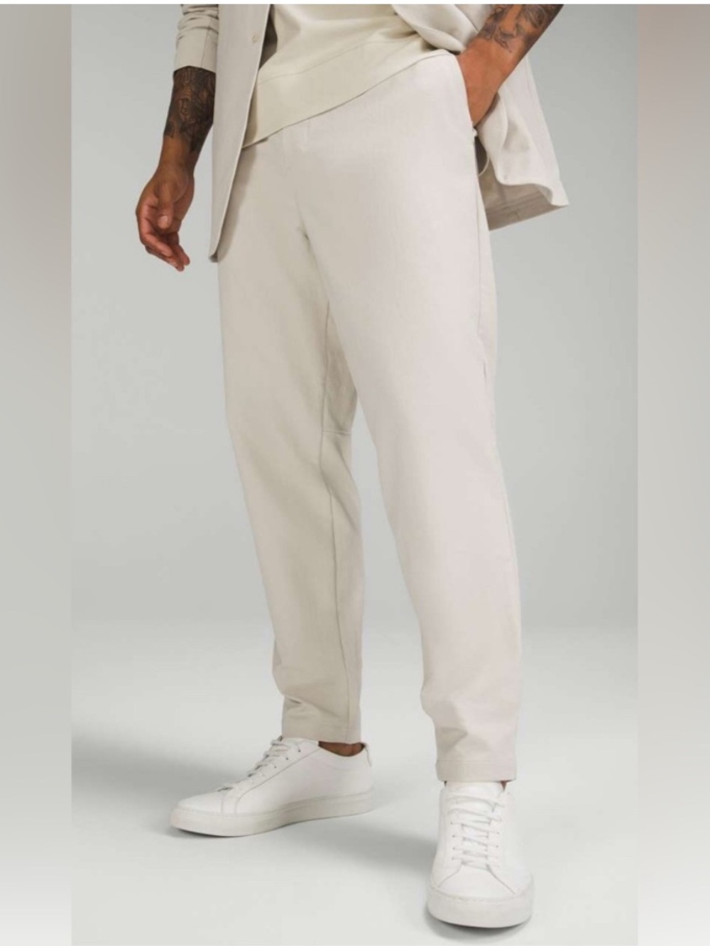 Lululemon New Venture Trousers Pique Fabric 30” Tapered Leg Ivory Size XL